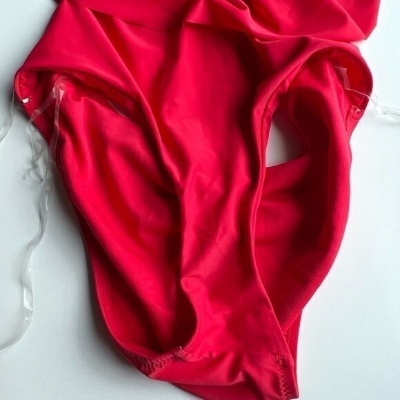 BAR III Solid Cowlneck One Piece Swimsuits Small Paradise Red swimwear size S - Picture 8 of 13